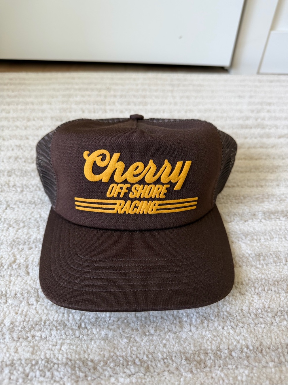 Cherry Los Angeles Off Shore Racing Brown Trucker Hat